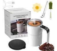 Protectivemethod 12oz Electric Magnetic Stirring Coffee Mug, 2025 Newly Self Stirring Mug, Electric Self Stirring Mug, Protective Method Coffee Mugwith Digital Display(White)