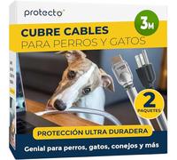 PROTECTO Pack de 2 Fundas Protectora de Cables para Mascotas - 3 m/Ø 9 mm - Ultra Resistente, Transparente, Flexible, Inodora, Anti-Mordeduras - para Cables Eléctricos, USB, Lightning, RCA y HDMI