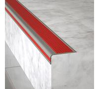 Protector antideslizante para escaleras, rojo, 5,1 cm de ancho, perfil de escalera de goma para suelos de vinilo y azulejos de alfombra, nariz de escalera L-Sd, protector de escalones, cubierta segura
