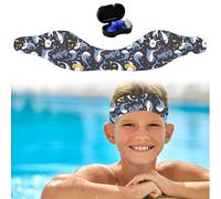 Protector Auditivo y Diadema Neopreno para Natación Niños - Banda con Tapones, Elasticidad, Impermeable para Piscina, Duchas y Deportes Acuáticos (Azul)