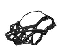 Protector bucal for Perros Que Permite jadear, Beber y Entrenar. Incluye una Resistente Cesta de plástico for el bozal Evita Comer, morder Masticar(Black,XL)