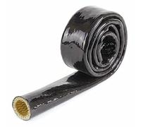 Protector Cable Ajustable 1 Meter Dia Negro/Rojo Alta Temperatura Resistente Al Fuego Tubería De Carcasa Espesada Aislamiento Fibra Vidrio Silicona(Black,25mm)