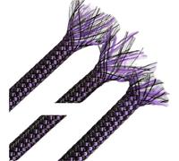 Protector Cable Ancho 4/812mm Manga Trenzada Hilo de algodón PP + Tubo Malla Tejida Pet Cable Datos Audio Cubierta Protectora Alambre Coche blindaje(Purple Black,Width 4mm,10 Meter)