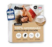 Protector Colchón 120x200 cm | Cubrecolchón Impermeable e Imperceptible | Algodón Hipoalergénico y Absorbente | Antiácaros | 4 Esquinas Elásticas | hasta 40 cm | Funda Transpirable | Oeko-Tex | Ôhm