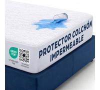 Protector Colchón 150x200 cm Funda Colchón Impermeable Sábana Bajera Impermeable de Algodón y Microfibra Cubre Colchón para Cama Transpirable Hipoalergénico Antiácaros Lavable a Máquina