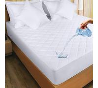 Protector Colchón Acolchado Impermeable 90x190/200 cm, Cubrecolchón con Relleno de Fibra, Transpirable, Silencioso y Ajustable hasta 30 cm, Suave, Antiácaros y Lavable