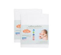 Protector Colchón Cuna 75x35 cm Impermeable y Transpirable en Rizo de Algodón Suave, Ajuste con Elásticos, Anti-Bacterias y Lavable- Paquete 2 Unidades