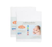 Protector Colchón Cuna 80x50 cm Impermeable y Transpirable en Rizo de Algodón Suave, Ajuste con Elásticos, Anti-Bacterias y Lavable - Paquete 2 Unidades