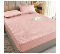 Protector Colchon Impermeable Protector de colchón Impermeable y Grueso, sábana Bajera Ajustable, Funda látex for 150 x 200, 180 160 para hogar(Pink,150x200x30cm)