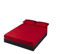 Protector Colchon Impermeable Sábana Bajera sólida Impermeable, Fundas de colchón Ajustables, Cuatro Esquinas con Banda elástica, Funda Protectora for Cama para hogar(Red,Full 137x190x36cm)