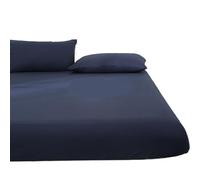 Protector Colchon Impermeable Sábana Bajera sólida Impermeable, Fundas de colchón Ajustables, Cuatro Esquinas con Banda elástica, Funda Protectora for Cama para hogar(Dark Blue,160x200x30cm)