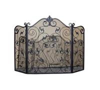 Protector contra chispas Pantalla for chimenea, barra de fuego, repisa decorativa ahuecada for sala estar y oficina(Negro,Medio)