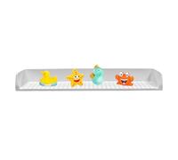 Protector contra salpicaduras de bañera para niños, estante de juego lateral plegable, umbral de ducha de silicona para puerta de ducha sin marco, barrera de agua multiusos y soporte de juguetes para