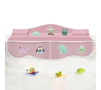 Protector contra salpicaduras para bañera para niños,Protector de agua para bañera para niños | Soporte para bandeja de juguetes de baño,4 bolsillos de malla, área de estante de juego de para j