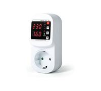 Protector contra sobretensiones de 220 V y 16 A CA - Enchufe con doble pantalla, limitador de voltaje y corriente
