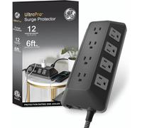 Protector contra sobretensiones UltraPro Adapt de 12 tomas con cable trenzado de 6 pies