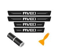 Protector De Alféizar De Puerta De Coche De Fibra De Carbono 4 Piezas para Chev-rolet Aveo 2004-2021 Tiras De Pedal De Bienvenida Placas De Retroceso Accesorios De Estilo con Raspador De Película