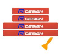 Protector De Alféizar De Puerta De Coche De Fibra De Carbono 4 Piezas para Vo-lvo Rdesign Tiras De Pedal De Bienvenida Placas De Retroceso Accesorios De Estilo con Raspador De Película (Oro)