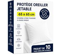 Protector de almohada de 65 x 65 cm - Paquete de 10 fundas de almohada desechables - Funda de protección cojín de uso único - Higiene Ropa de cama turismo (Campings - Hoteles - Casas …)