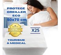 Protector de almohada higiénica de 50 x 70 cm | Juego de 25 fundas desechables | Protección antimanchas - Ácaros - Alergias - Cabello - Microbios y bacterias | Higiene Ropa de cama Médica & Turismo