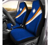 Protector De Asiento Bandera De Las Islas Marshall De La Polinesia Duradero Vehículo Juegos De Funda De Asiento 2 Piezas Todoterrenos Fundas para Asientos De Coche 35X138Cm