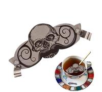 Protector de bebidas para barba, inserto de barrera de labios de metal, diseño de calavera gótica, protector de aseo para caballeros, escudo decorativo para bebidas, equipo de defensa, jarra de bebida