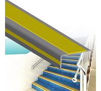 Protector de borde de escalera, autoadhesivo, protector de borde de escalera, tiras en forma de L, antideslizantes e impermeables, para interiores y exteriores, gris, 800 cm