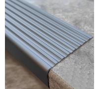 Protector de Borde de Escalera de Aluminio, Perfil Antideslizante Autoadhesivo para escaleras, moldura de Borde de peldaño en Forma de L, Ayuda a Caminar a Personas Mayores y niños (Gris, 90