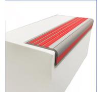 Protector de borde de escalera de goma autoadhesivo, antideslizante, protector de borde de escalera, protector antideslizante que brilla en la oscuridad, ancho 5 x 2,5 cm (rojo, 2,5 m)