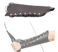 Protector de Brazo de Cuero Sintético para Tiro con Arco, Protector de Mano, Soporte para Arco Largo, Caza y Tiro(Black)