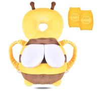 Protector de Cabeza para Bebé, Bebés Pequeños Cojín Mochila y Rodilleras para Bebé, Almohadilla Protectora para la Cabeza para que los Bebés se Arrastren y Caminen (Amarillo)