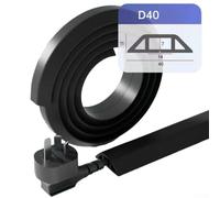 Protector de cable de piso de 3 metros para uso con cables de alimentación y cables Ethernet para reducir el desgaste y los peligros del cable (negro-40 mm)