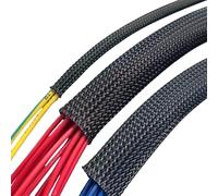 Protector de Cable Oculto for Cubierta Piso, Funda Negra Pet 6/8/10/16/20/30 mm, Trenzada aislada, protección línea Datos, Tubo Nailon ignífugo(Black 4 mm,1 Meter)