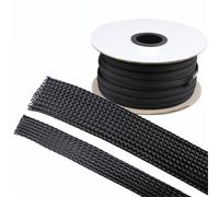 Protector de Cable Oculto for Cubierta Piso, Longitud Manga Negra Pet 1/3/5/50/100 M Funda Trenzada aislada Cable protección línea Datos Tubo Nailon ignífugo(Black 5 M,100 mm)