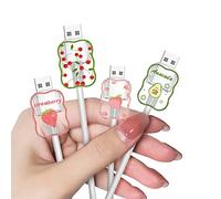 Protector de Cables con un Bonito Diseño de Frutas para el Cargador del Samsung & Android, Lindo Ahorrador de Cable Cargador USB para Líneas de Datos de Móviles [4 Piezas]