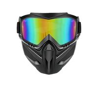 Protector de cara antiniebla para conducción de motocicletas, protector a prueba de viento con gafas extraíbles incluidas - Cubierta facial integral 2 en 1 ajustable - Para esquiar, soldadura