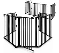 Protector de chimenea juego de 2 acero negro 306x76,5cm