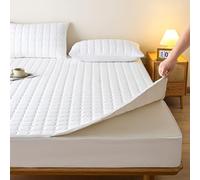 Protector de colchón acolchado con cremallera para cama individual, cubrecolchón personalizable para cama doble pequeña o King, antipolvo, transpirable, lavable, protección total (160 x 200 + 20 cm,