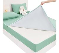 Protector de colchón Acolchado Impermeable 150x200 180x200, Funda de Colchón Integral con Cremallera, Microfibra Transpirable(Pea Green,160x190+35cm)