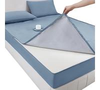 Protector de colchón Acolchado Impermeable 150x200 180x200, Funda de Colchón Integral con Cremallera, Microfibra Transpirable(Azul,140x190+18cm)