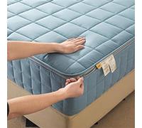 Protector de colchón acolchado personalizable de 360°, lavable y a prueba de polvo, antialérgico, suave al tacto, color cian, 105 x 190 + 5 cm, ideal para máxima comodidad y dulces sueños