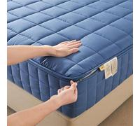 Protector de colchón acolchado personalizable, sábana impermeable de 360°, lavable y resistente al polvo, azul, 120 x 200 cm + 21 cm de profundidad