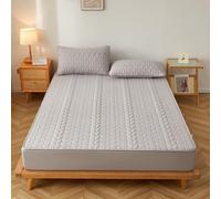 Protector De Colchón Funda Ajustada Transpirable De Color Liso con Banda Elástica Antideslizante Sábana Antipolvo Y Suave para Todas Las Estaciones-Gray||200 * 220cm(Mattress Cover Only)
