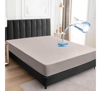 Protector de colchón impermeable 120x200cm sábana bajera ajustable, funda de colchón transpirable impermeable protección de colchón contra la humedad sábanas bajeras ajustables - Beige