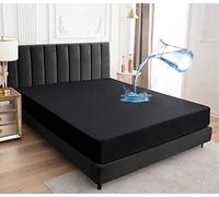 Protector de colchón Impermeable 200x200cm sábana Bajera, Funda de colchón Transpirable protección de colchón Impermeable protección contra la Humedad sábanas bajeras - Negro