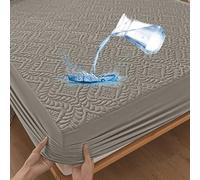 Protector de colchón impermeable sábana bajera ajustable 200x200 cm, 3D cubrecolchón transpirable protector del colchón impermeable sábanas bajeras antihumedad - Gris