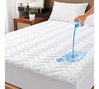 Protector de colchón Impermeable tamaño Queen, Acolchado Transpirable, Ultra Suave, Funda de colchón Ajustable de Bolsillo Profundo para colchones de 6 a 25 Pulgadas, Color Blanco