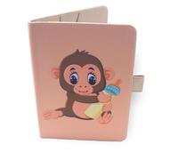 Protector de cuaderno de salud para bebé - mono - tamaño A5 15 x 21 cm - solapas para guardar recetas