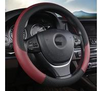 Protector De Cuero PU para Volante Coche, Accesorios Interiores para E39 E46 E60 E87 E90 F10 F20 X1 X2 X3 X4 X5 X6(Black and Wine Red)