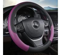 Protector De Cuero PU para Volante Coche, Accesorios Interiores para E39 E46 E60 E87 E90 F10 F20 X1 X2 X3 X4 X5 X6(Black and Purple)